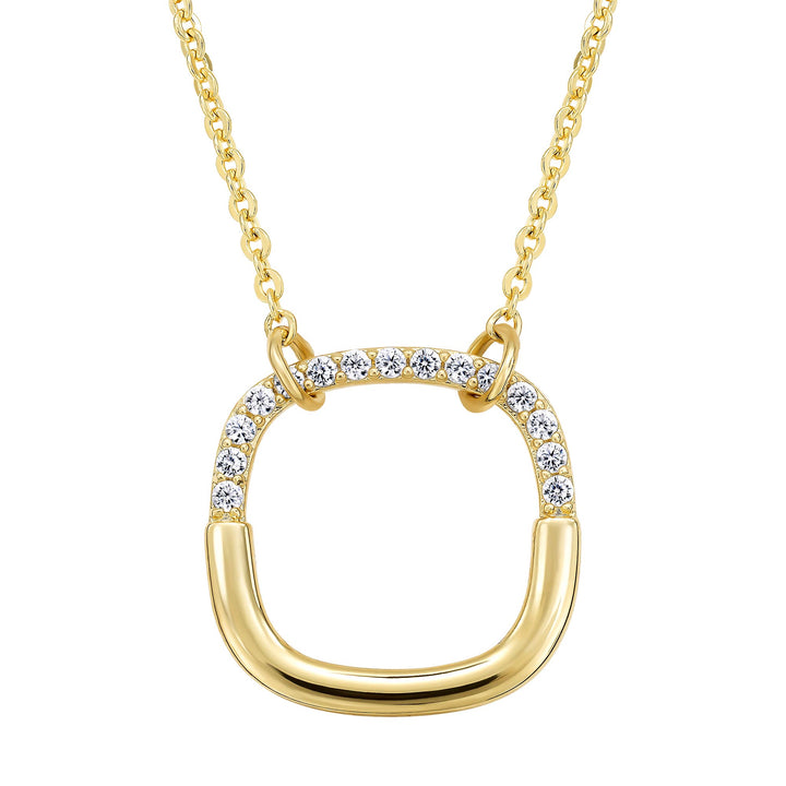 necklace half cz rounded square