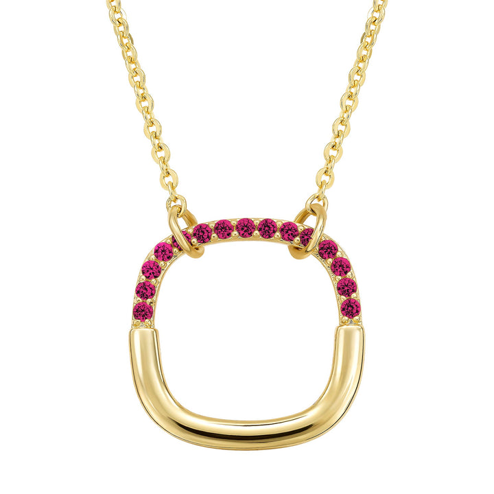 necklace half cz rounded square