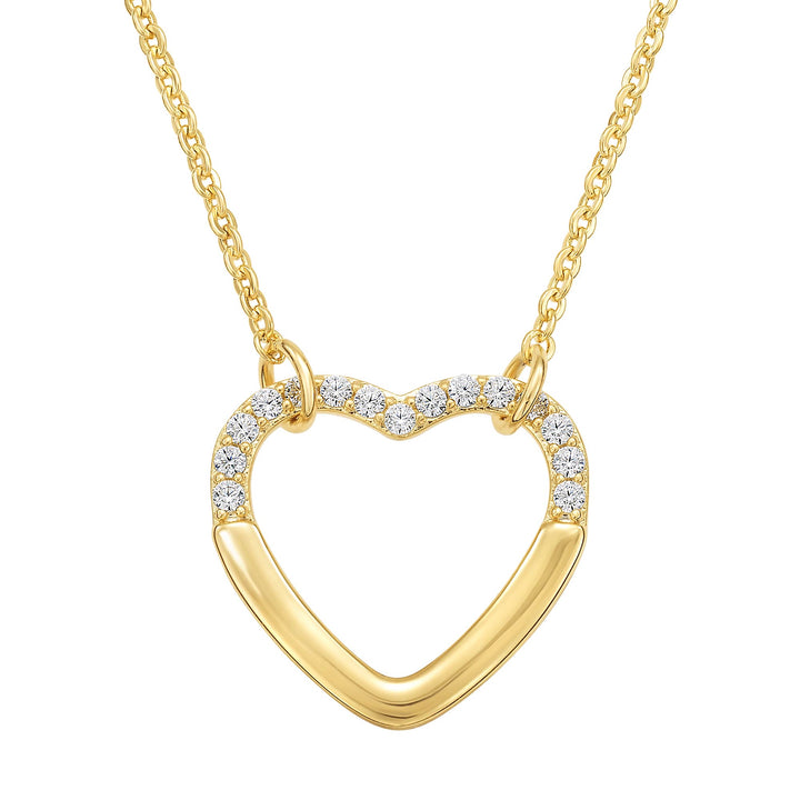 necklace half cz outline heart