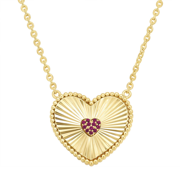 necklace pleated fan heart