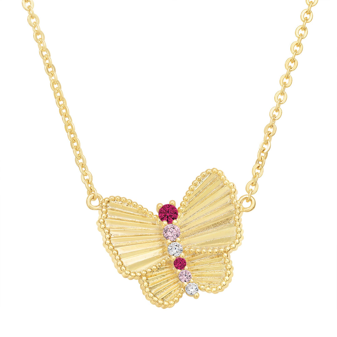 necklace pleated fan butterfly