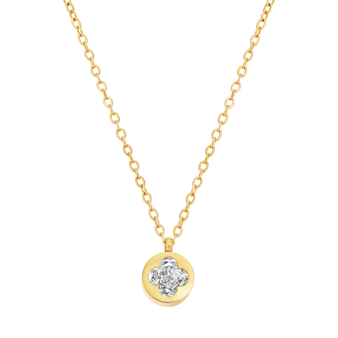 necklace cut out clover stone