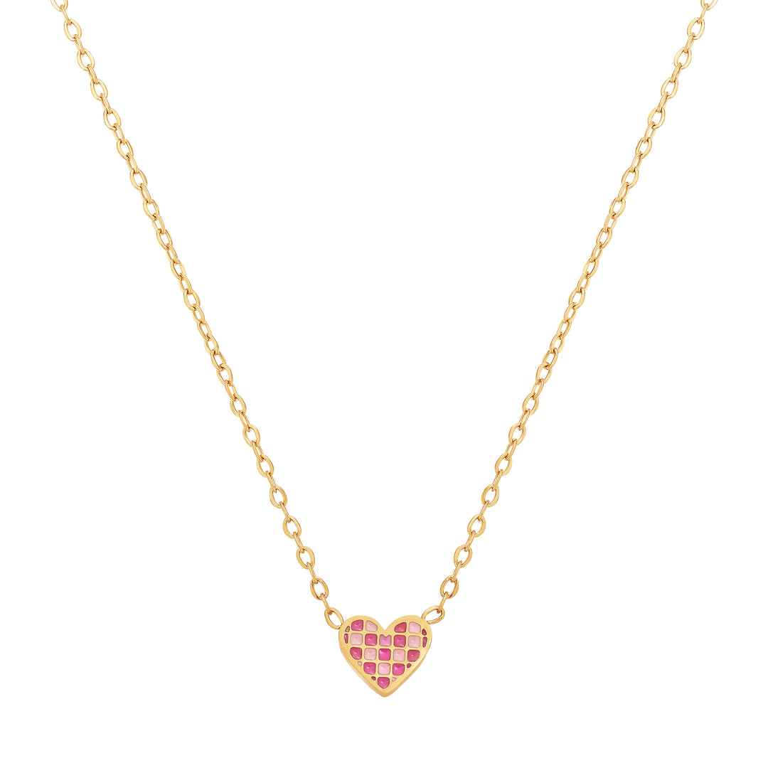 necklace tiny checkerboard heart