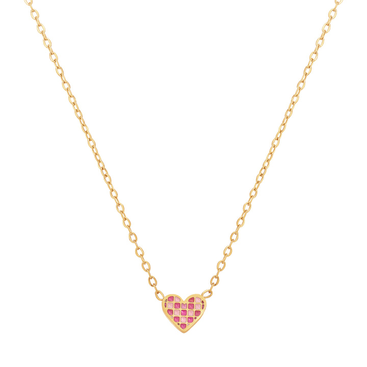 necklace tiny checkerboard heart