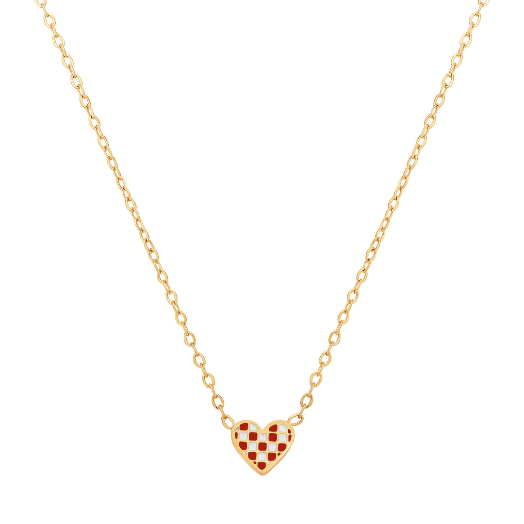 necklace tiny checkerboard heart