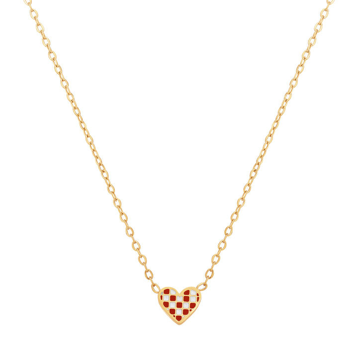 necklace tiny checkerboard heart