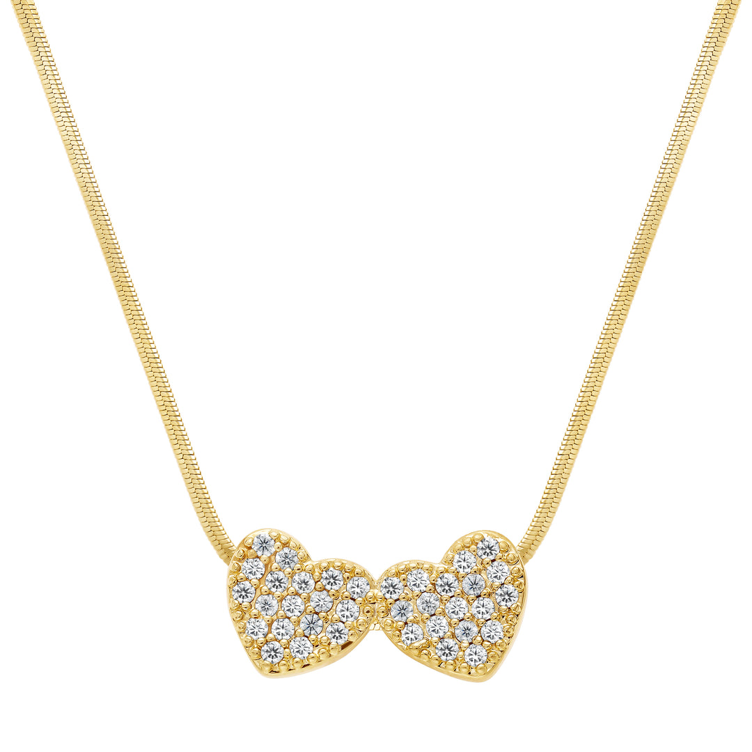 necklace paved heart on snake chain