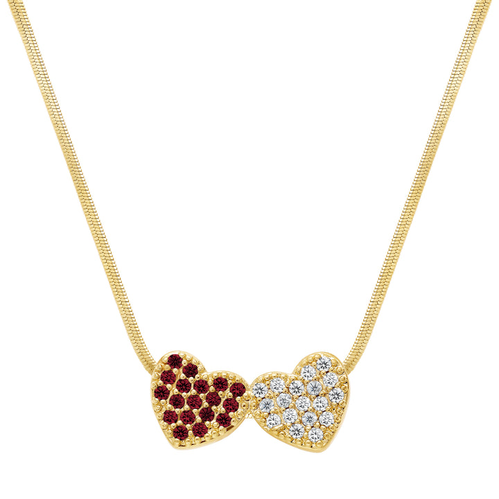 necklace paved heart on snake chain