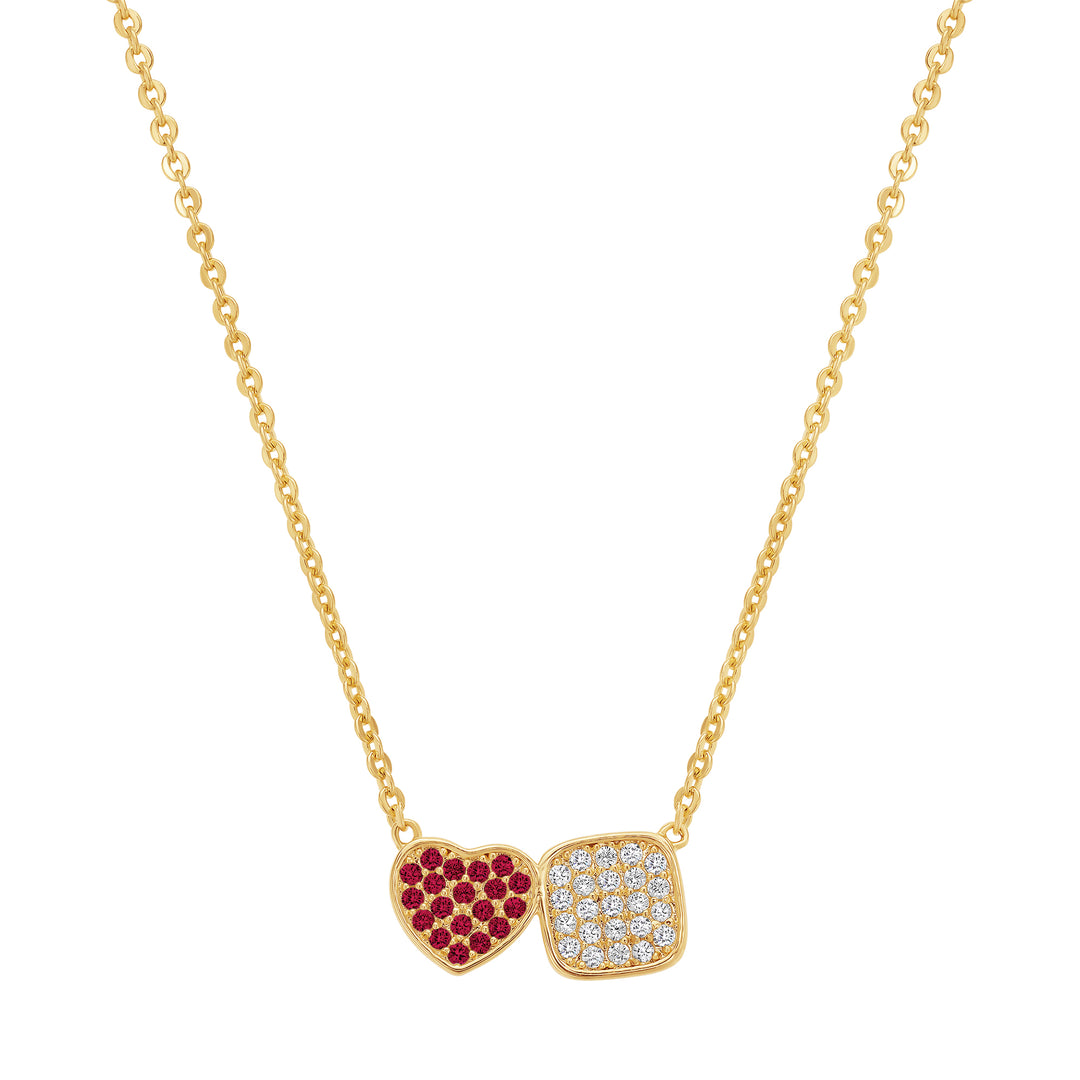necklace heart and square duet