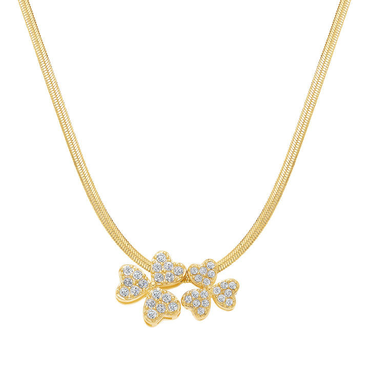 necklace spaced petal clover on snake chain