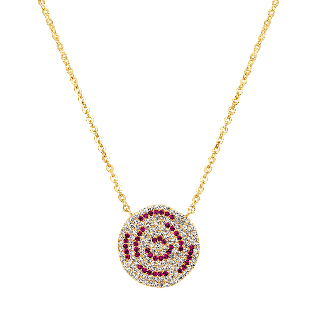 necklace pave dented circle