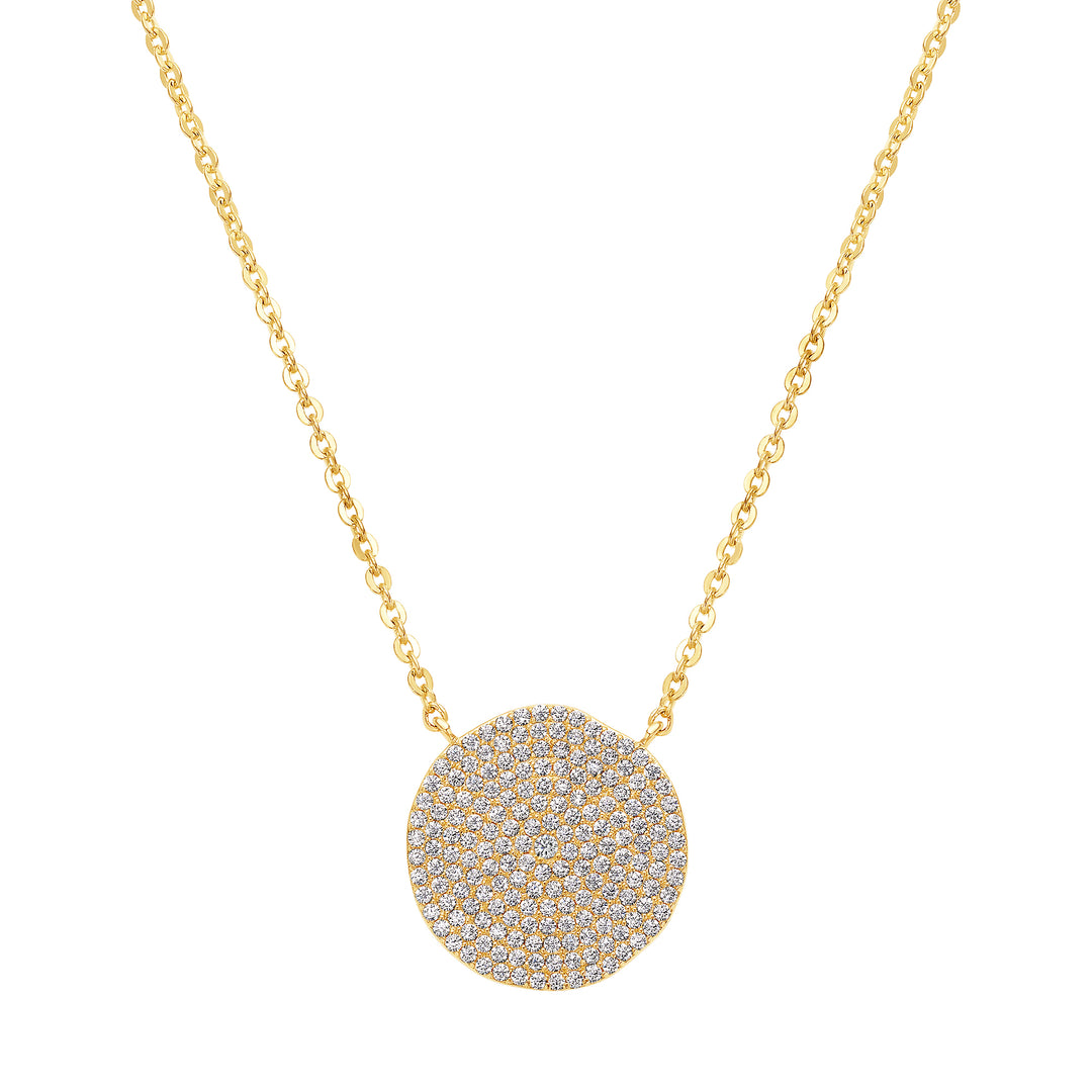 necklace pave dented circle