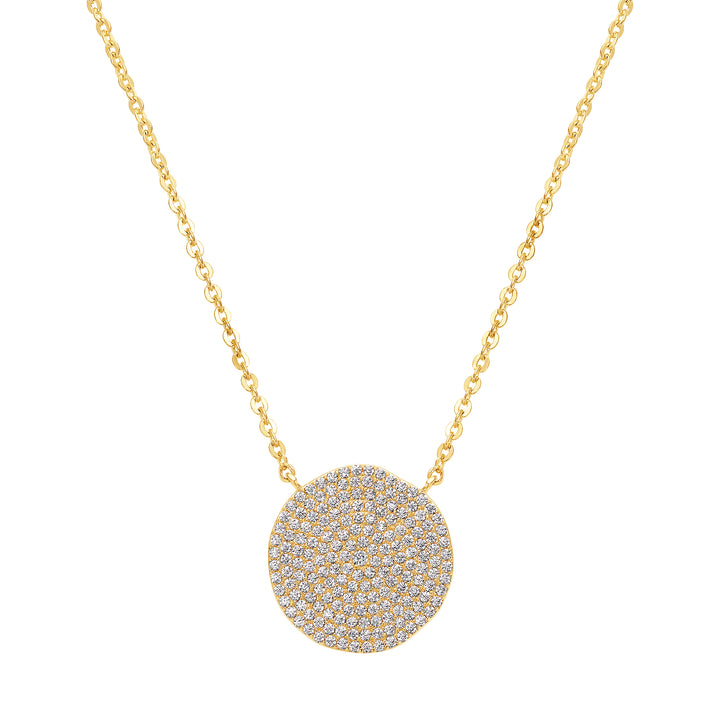 necklace pave dented circle