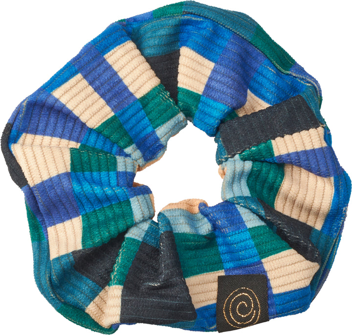 pony scrunchie geometric corduroy