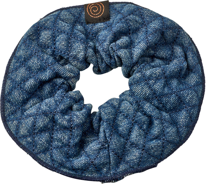 pony scrunchie winter denim