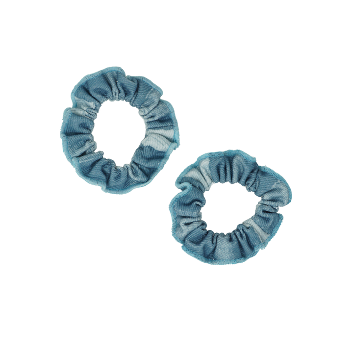 pony scrunchie patchwork denim set