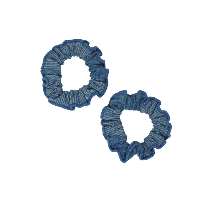 pony scrunchie patchwork denim set