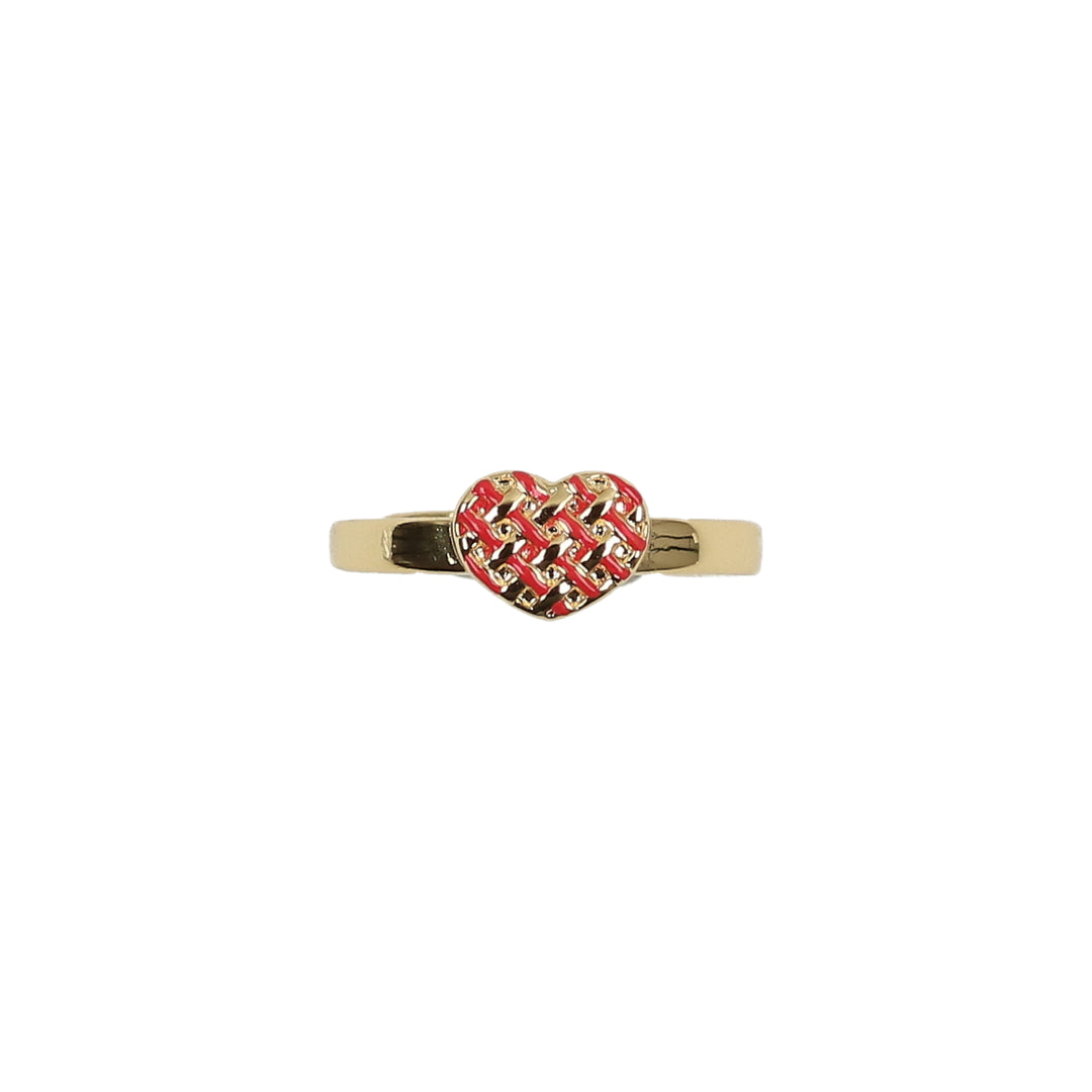 ring enamel lattice puffed heart