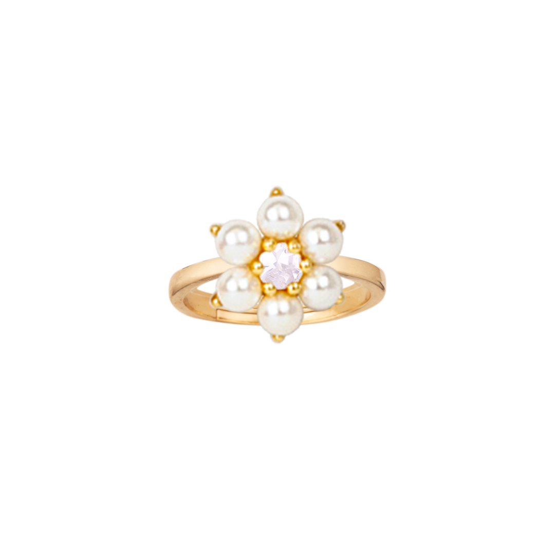 ring overlapping flower pearl