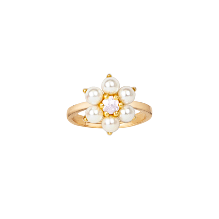 ring overlapping flower pearl