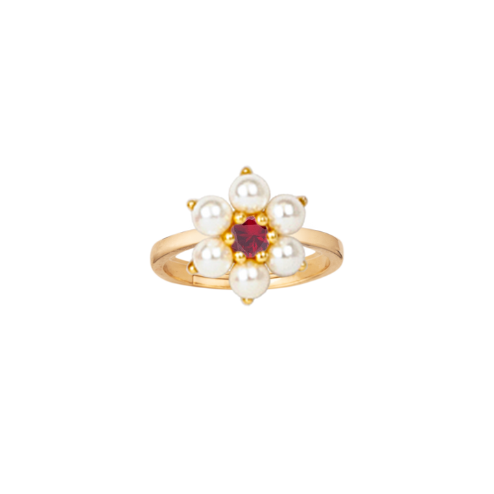 ring overlapping flower pearl