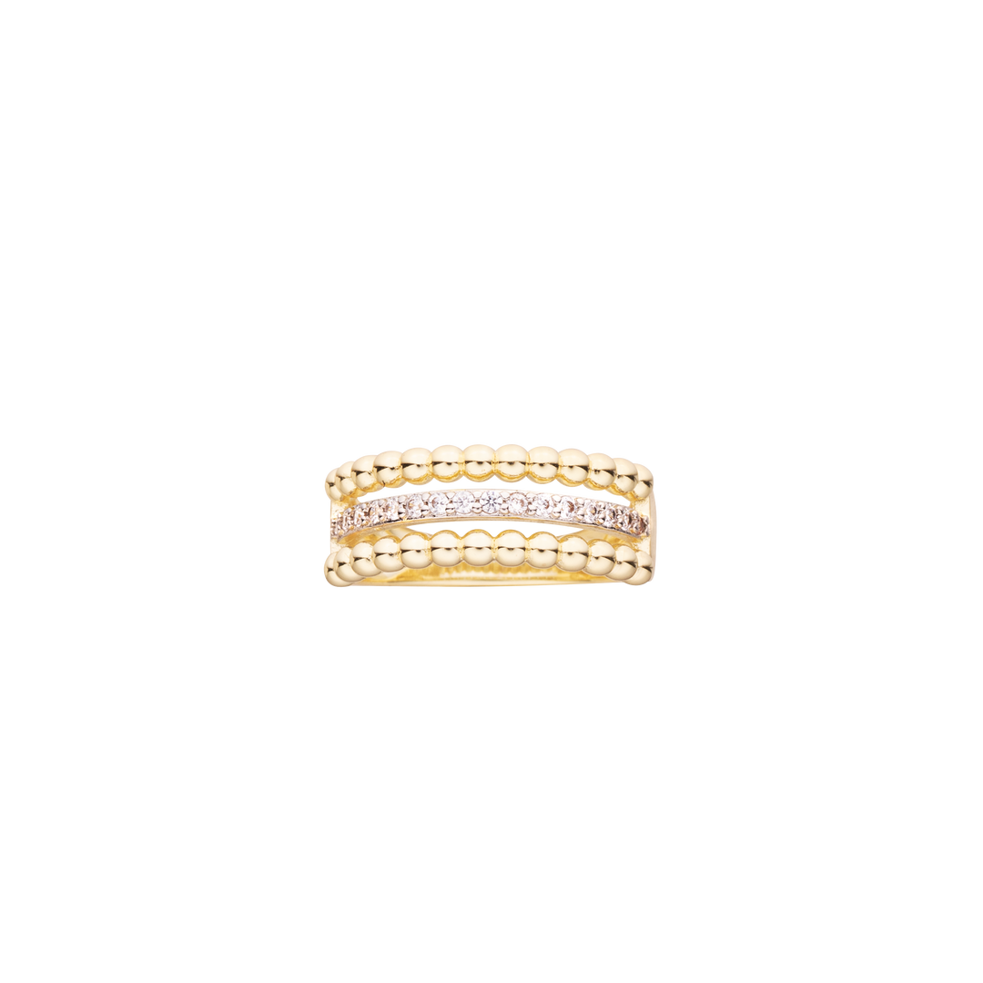 ring three row beaded outere center row cz