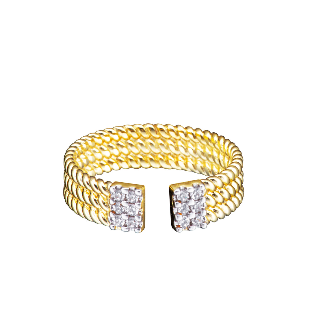 ring open braided three row square edge