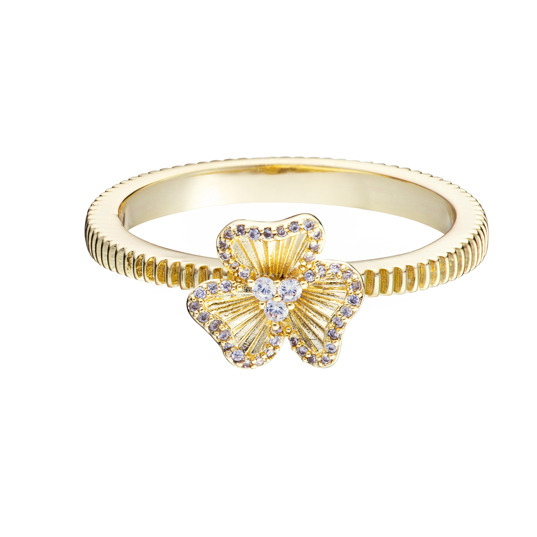ring pleated flower cz edge- small