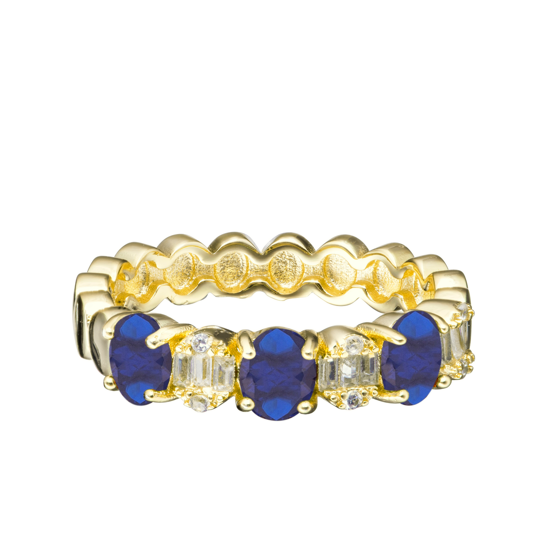 ring gold oval center cz baguette alternating