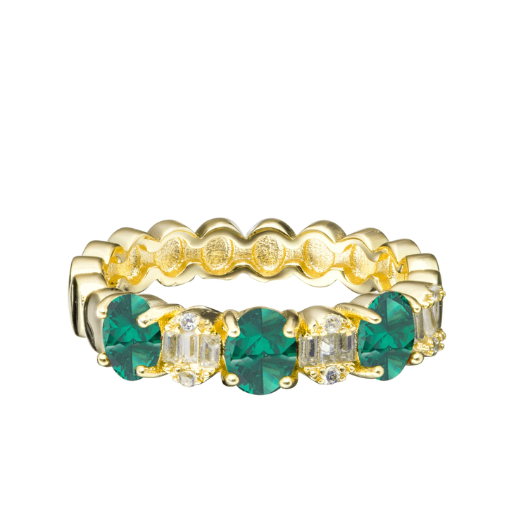 ring gold oval center cz baguette alternating