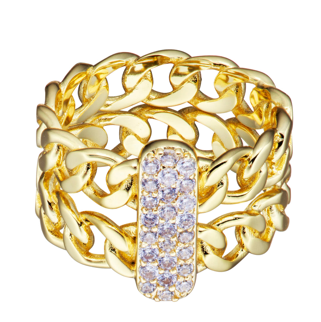 ring double cuban center cz oval