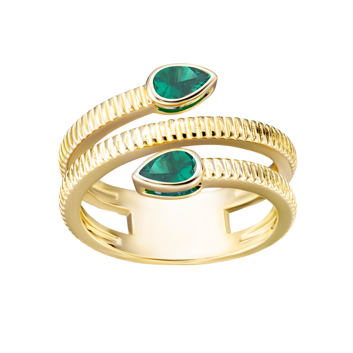 ring cz spiral two teardrop