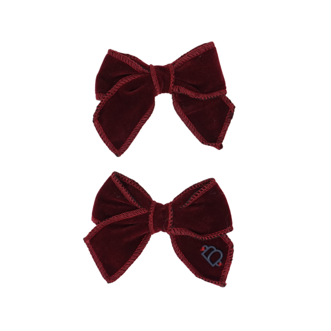 clip plain rich velvet set bow