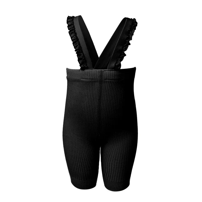 overall ribbed ruffle short