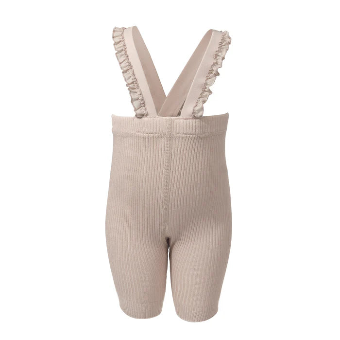 overall ribbed ruffle short