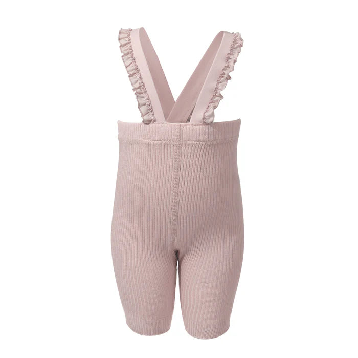 overall ribbed ruffle short