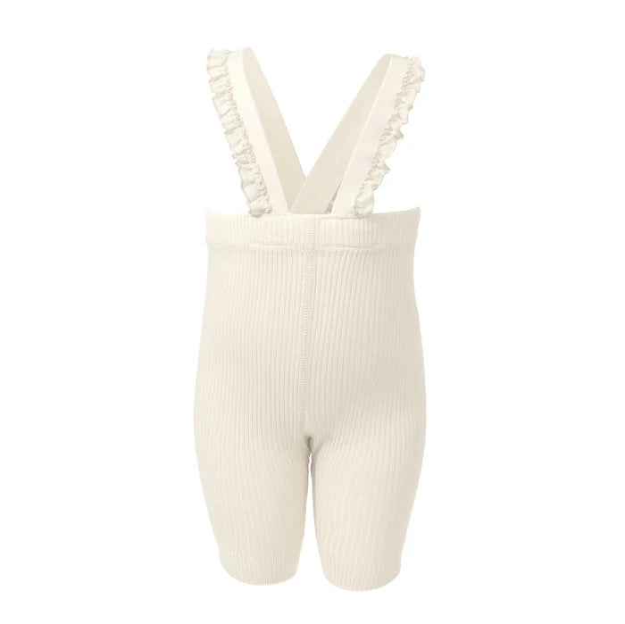 overall ribbed ruffle short