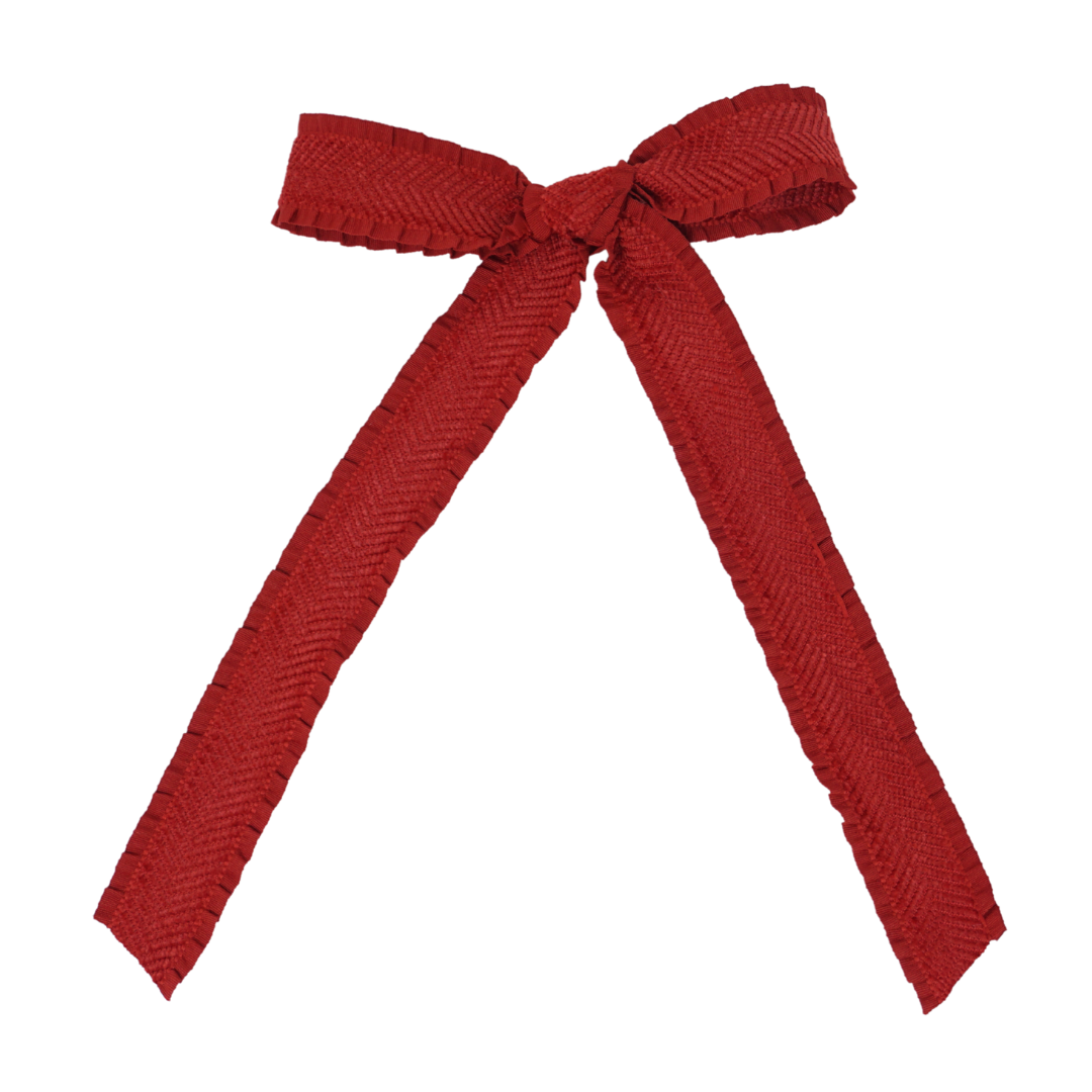 clip bow ruffle velvetty herringbone