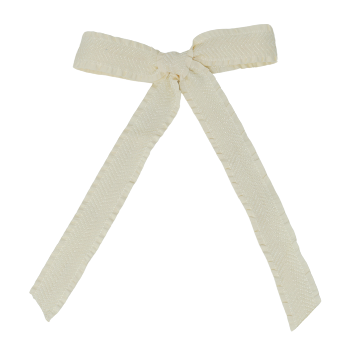 clip bow ruffle velvetty herringbone