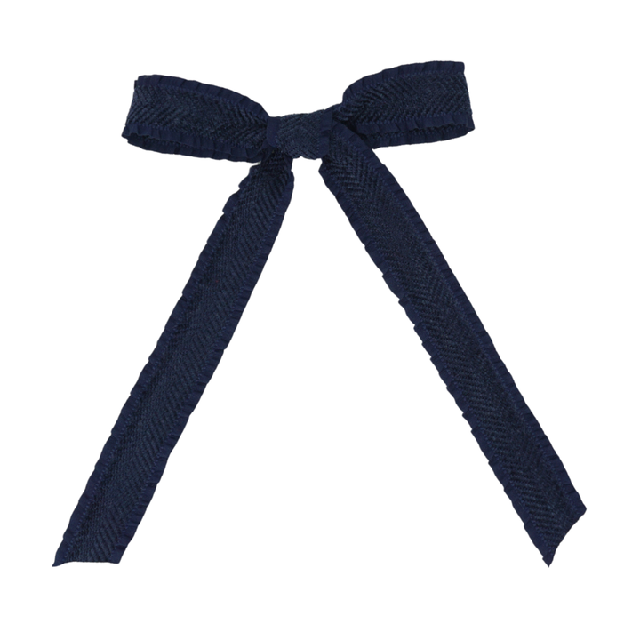 clip bow ruffle velvetty herringbone