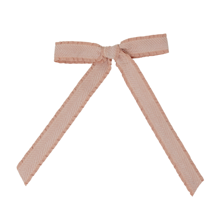 clip bow ruffle velvetty herringbone