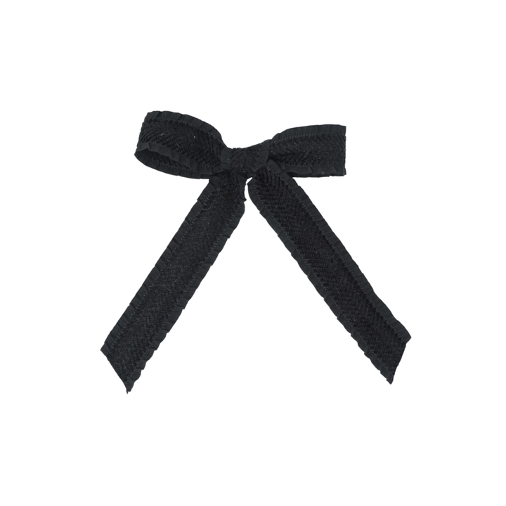 clip bow ruffle velvetty herringbone