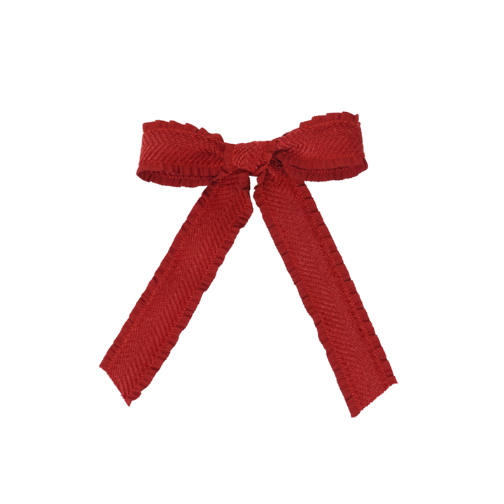 clip bow ruffle velvetty herringbone