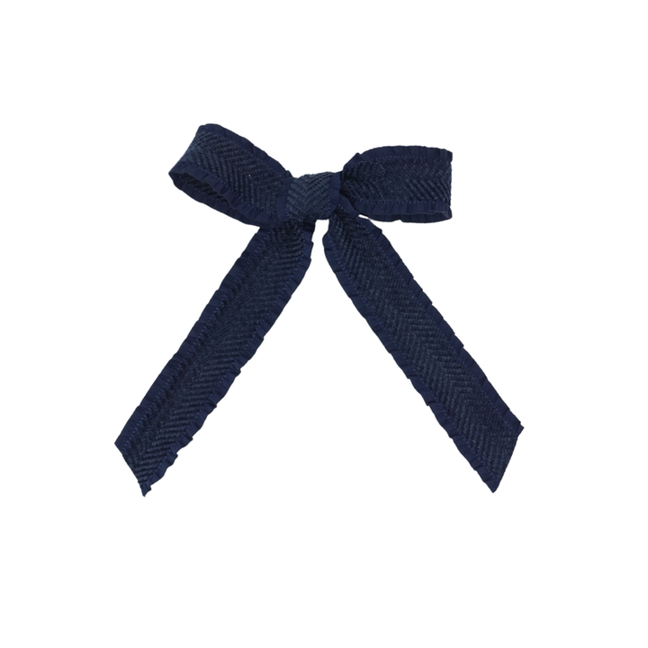 clip bow ruffle velvetty herringbone