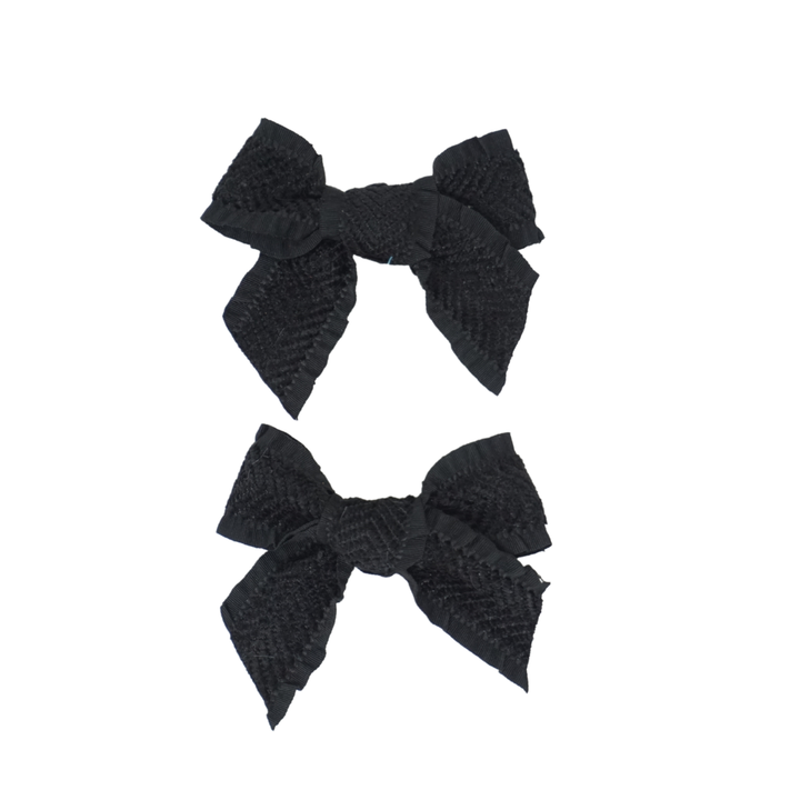 clip bow ruffle velvetty herringbone set
