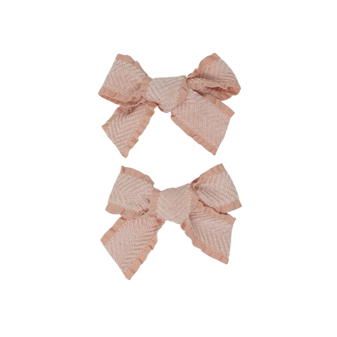 clip bow ruffle velvetty herringbone set