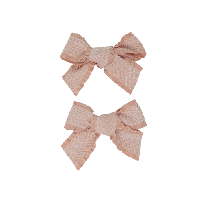 clip bow ruffle velvetty herringbone set