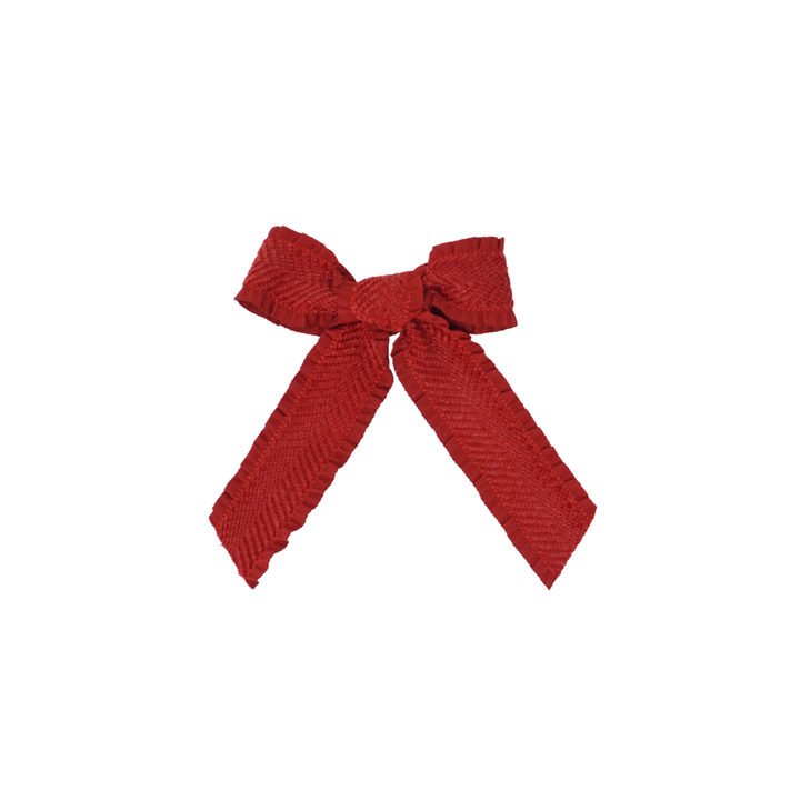 clip bow ruffle velvetty herringbone