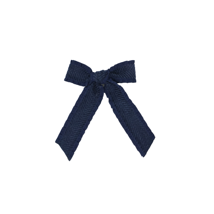 clip bow ruffle velvetty herringbone
