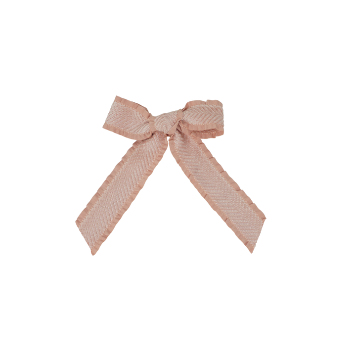 clip bow ruffle velvetty herringbone